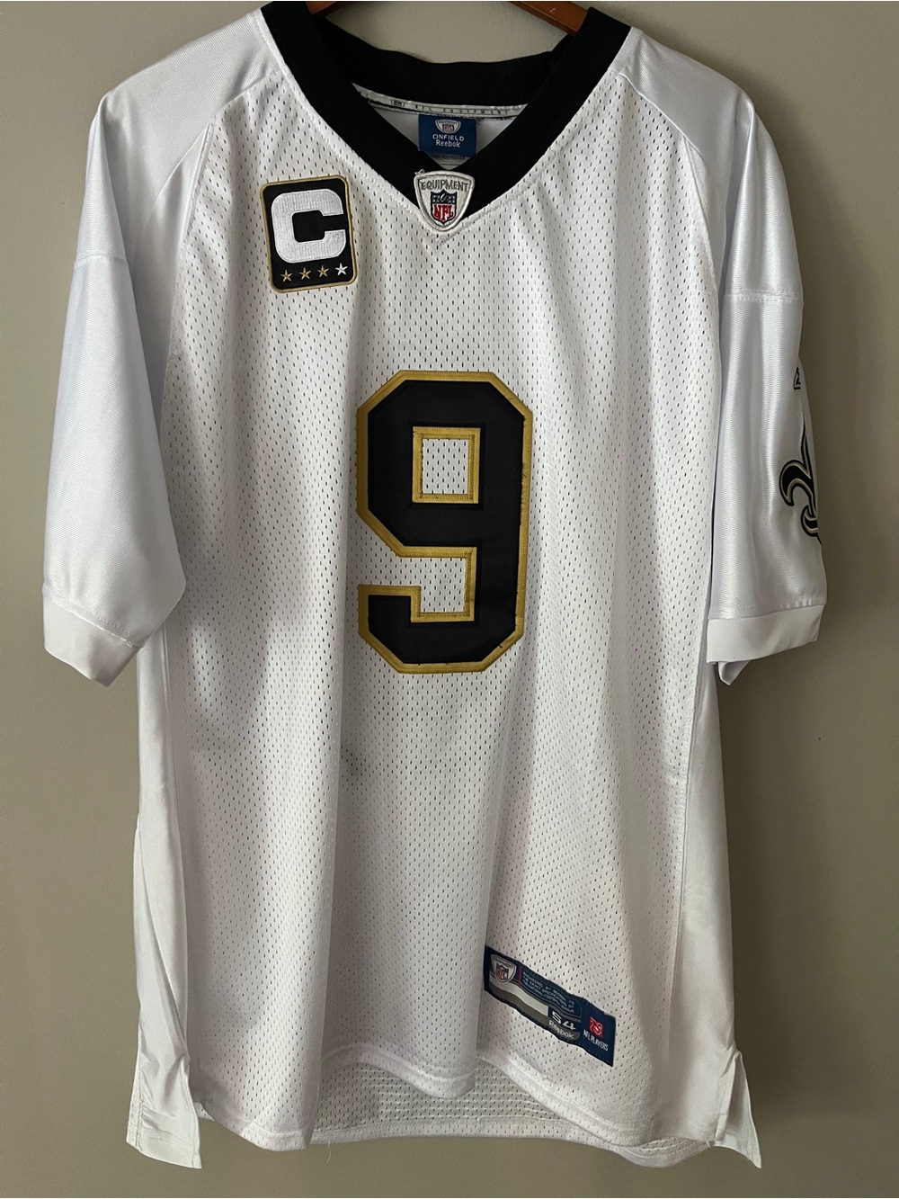 Reebok White Mesh NFL OnField Jersey with Black & Gold Accents
